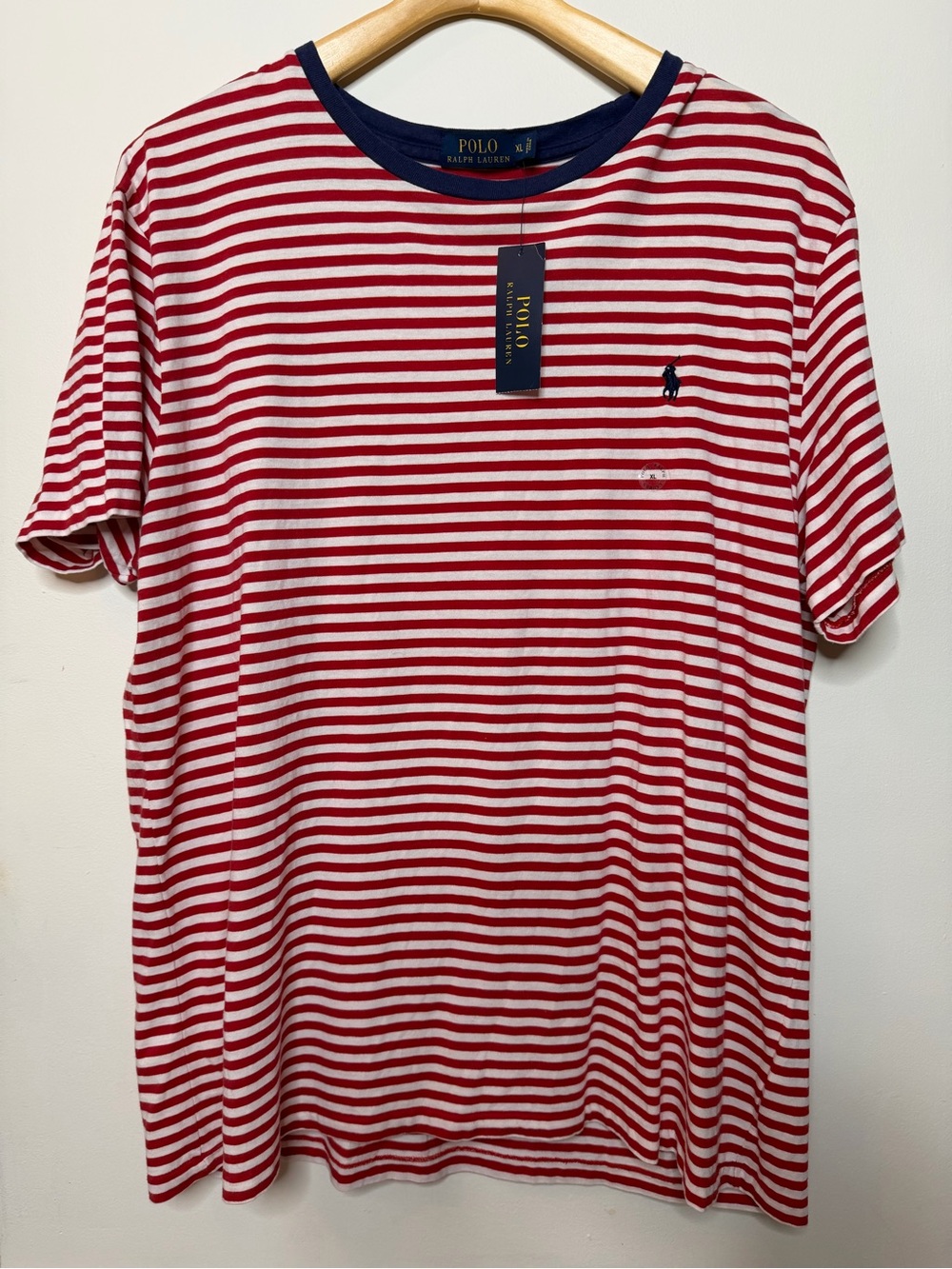 Polo Ralph Lauren NWT Men Sz XL Classic Stripe T-shirt Red White 100% Cotton